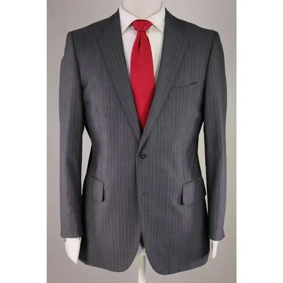Paul Stuart Japan Gray Pinstripe 2-Btn Performance Wool Suit 40S - Picture 2 of 9
